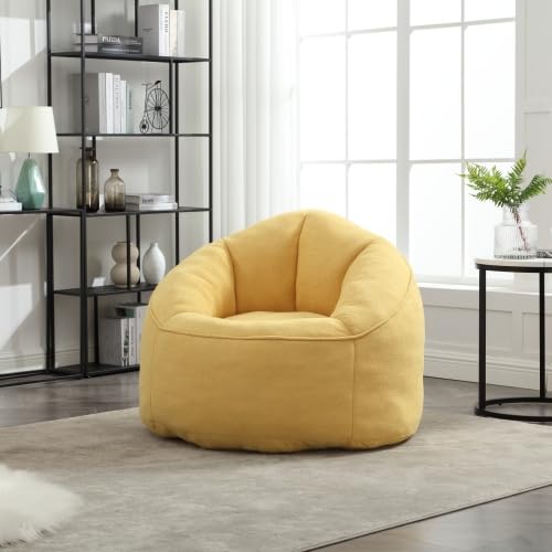 Yellow Memory Foam Bean Bag Chair with Ottoman M117570