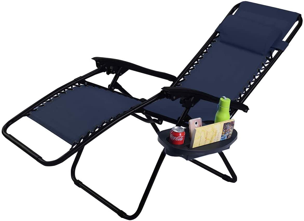 Set of 2 Zero Gravity Folding Lounge Chair with Cup Holder L4022