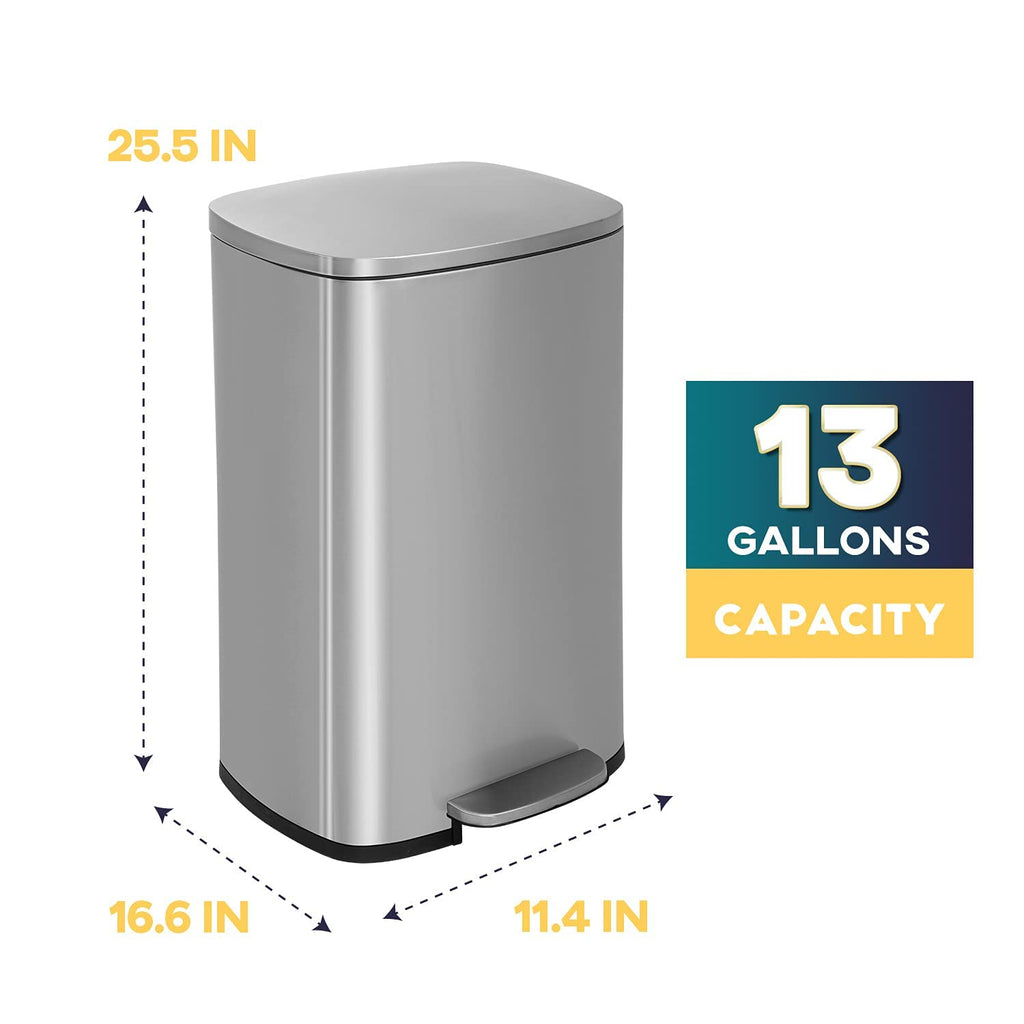 13 Gallon Steel Trash Can with Lid B271806