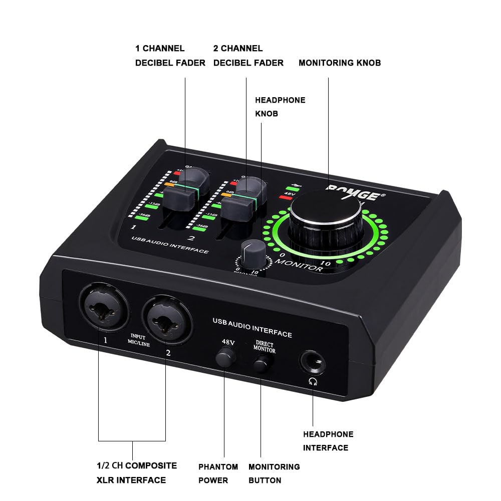 2 Channel USB Audio Interface with XLR 48V Phantom Power J3487