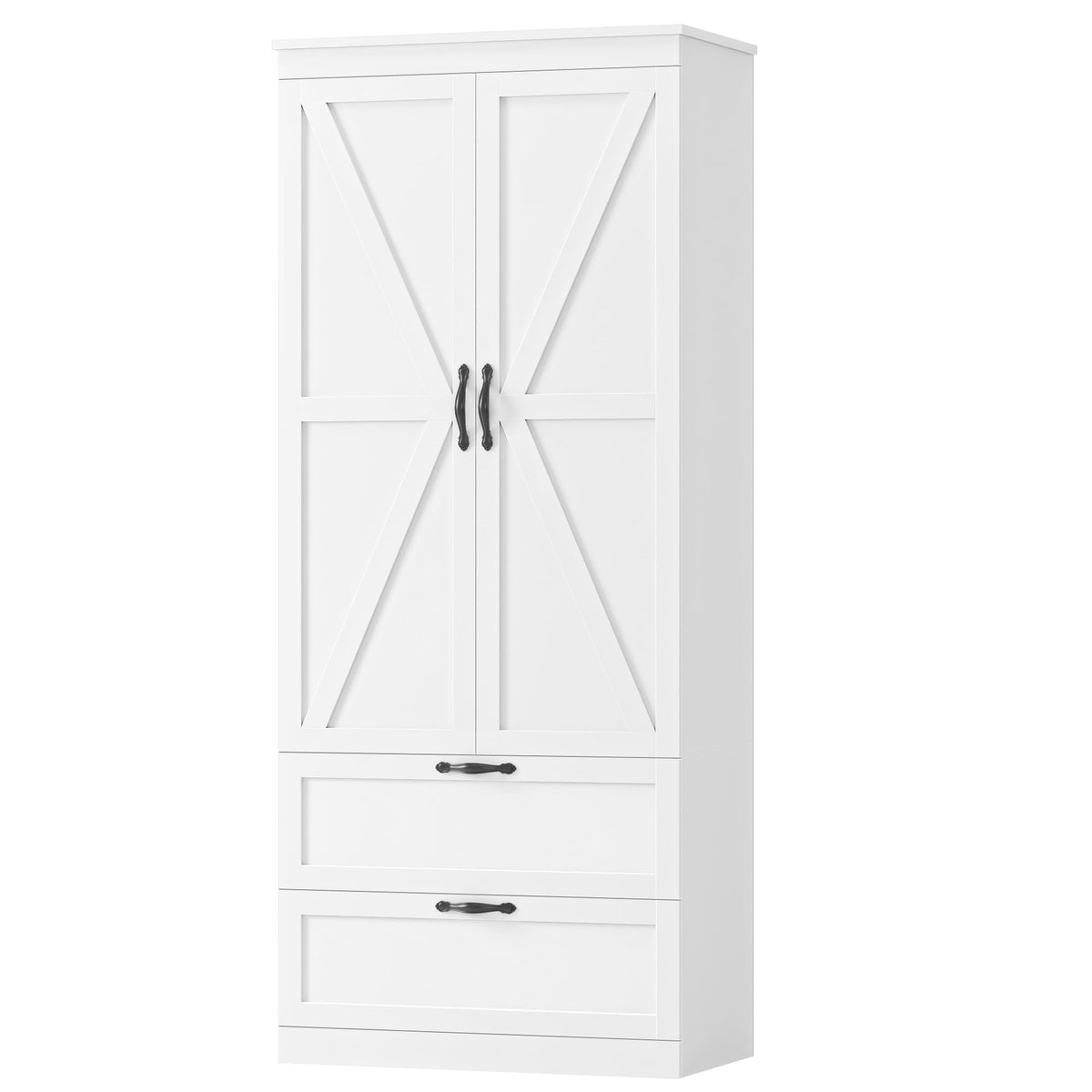 70" White Kitchen Pantry Storage Cabinet W3731