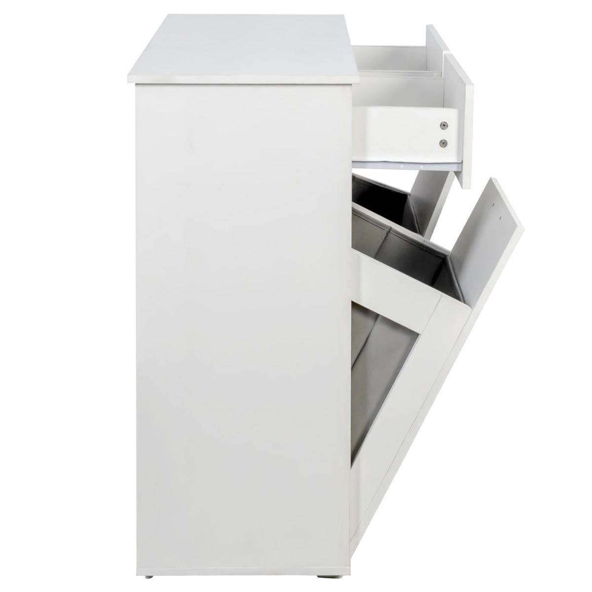 White Tilt Out Trash Cabinet with 2 Drawers A120