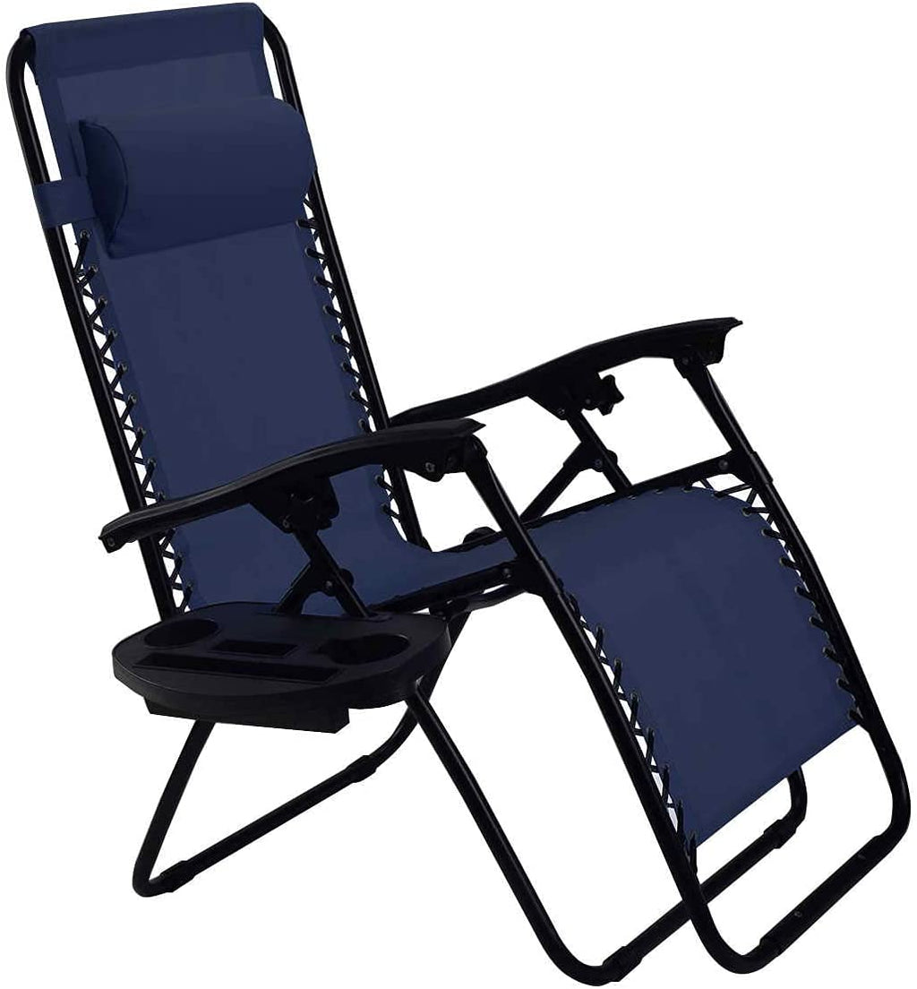 Set of 2 Zero Gravity Folding Lounge Chair with Cup Holder L4022