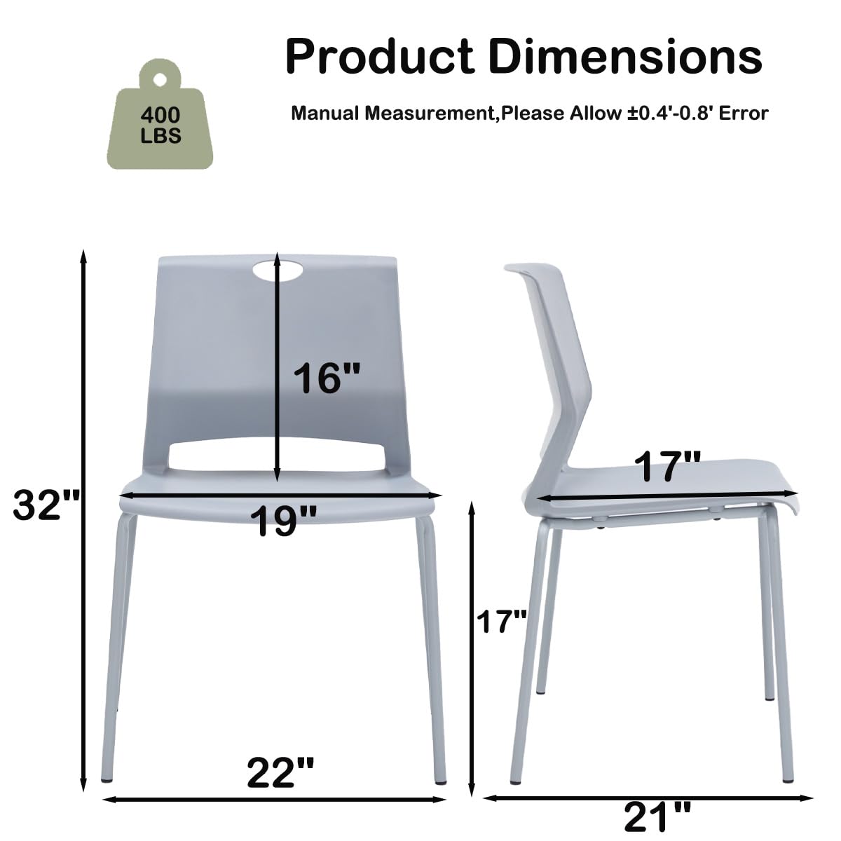 Grey Stacking Guest Chairs Set of 4 H655