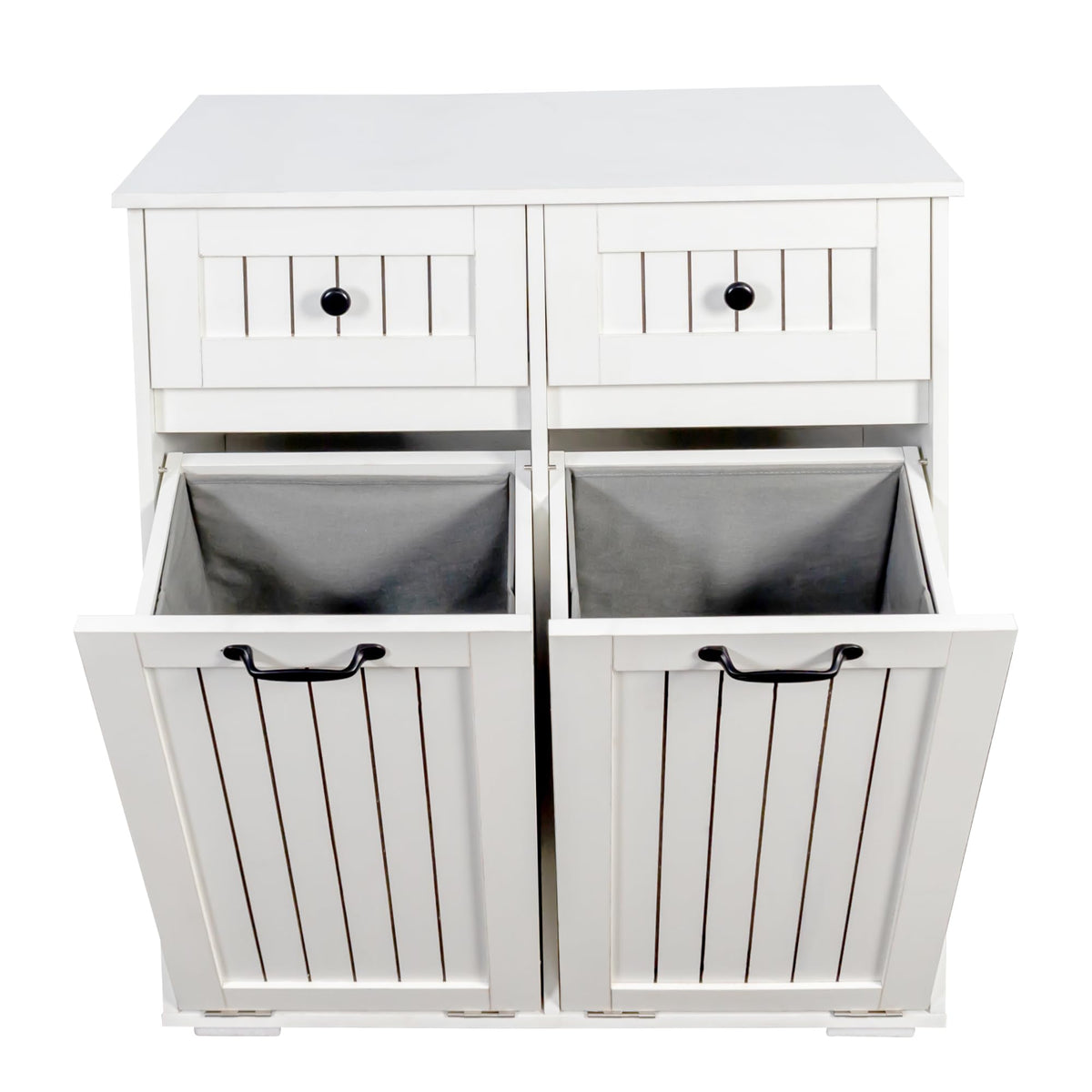 White Tilt Out Trash Cabinet with 2 Drawers A120