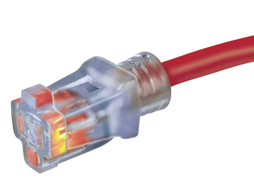 100-Foot 12/3 SJTW Outdoor Extension Cord with Light Indicator, Neon Red R677