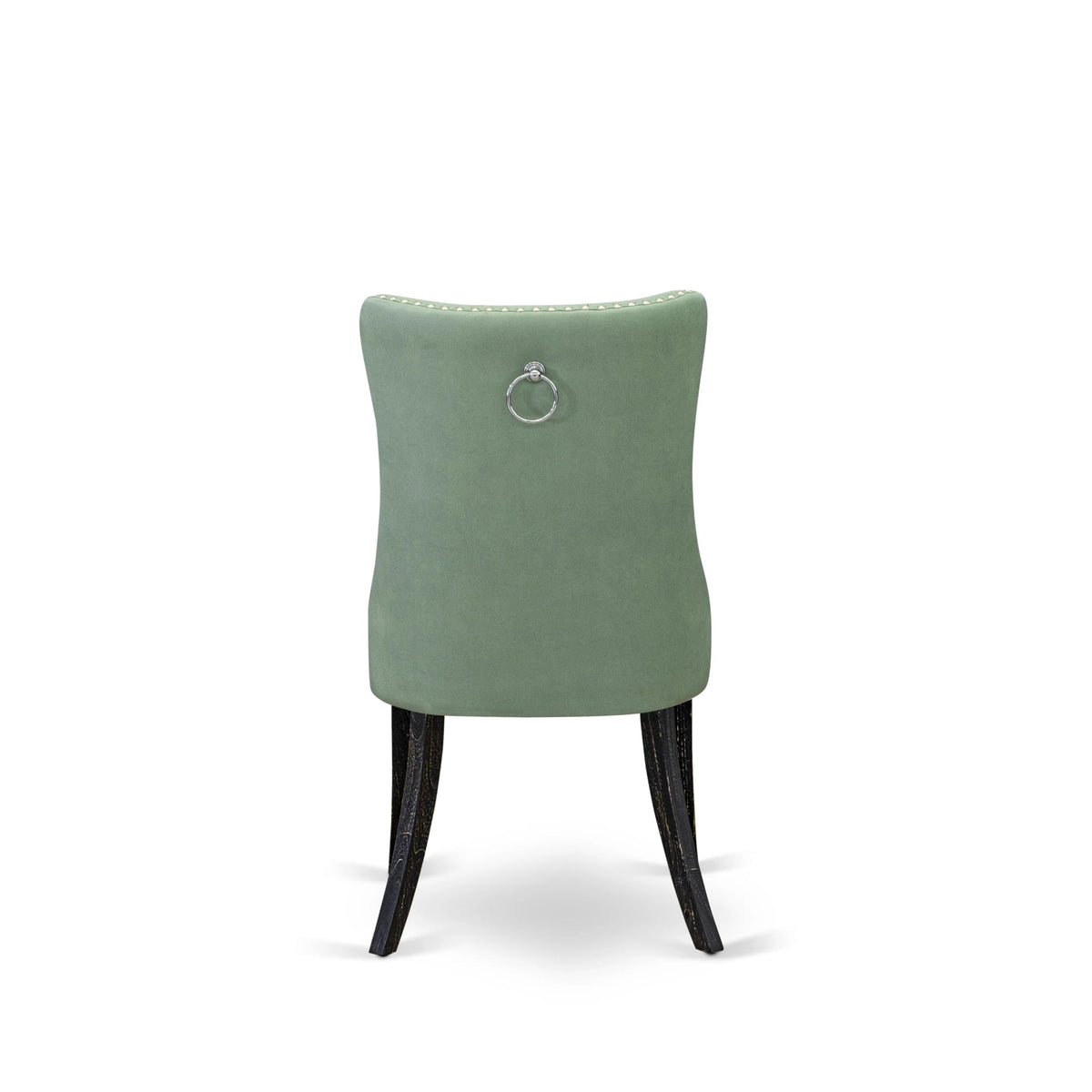 Button Tufted Nailhead Willow Green Polyester Upholstered Dining Chairs, Set of 2 R170843