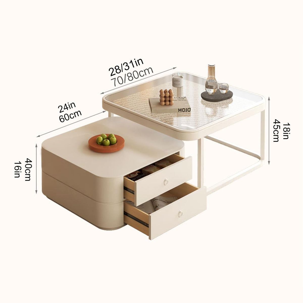 Brown Square Glass Nesting Coffee Table Set of 2 B864233
