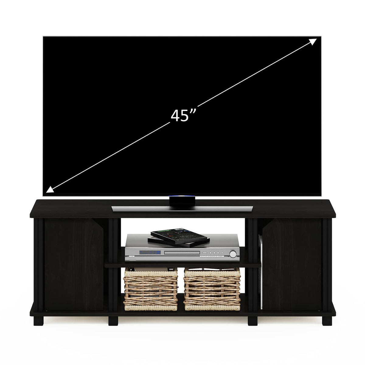 3-Tier Open Shelf TV Stand with Cabinets D26309