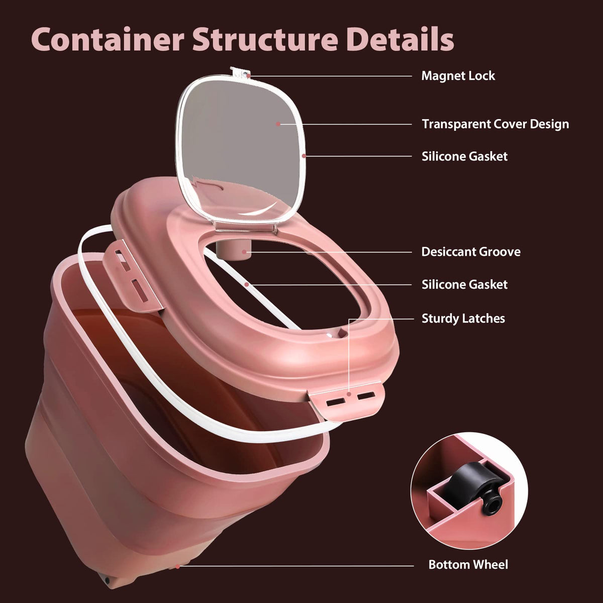 Collapsible Airtight Dry Food Storage Containers with Rolling Wheel N88293