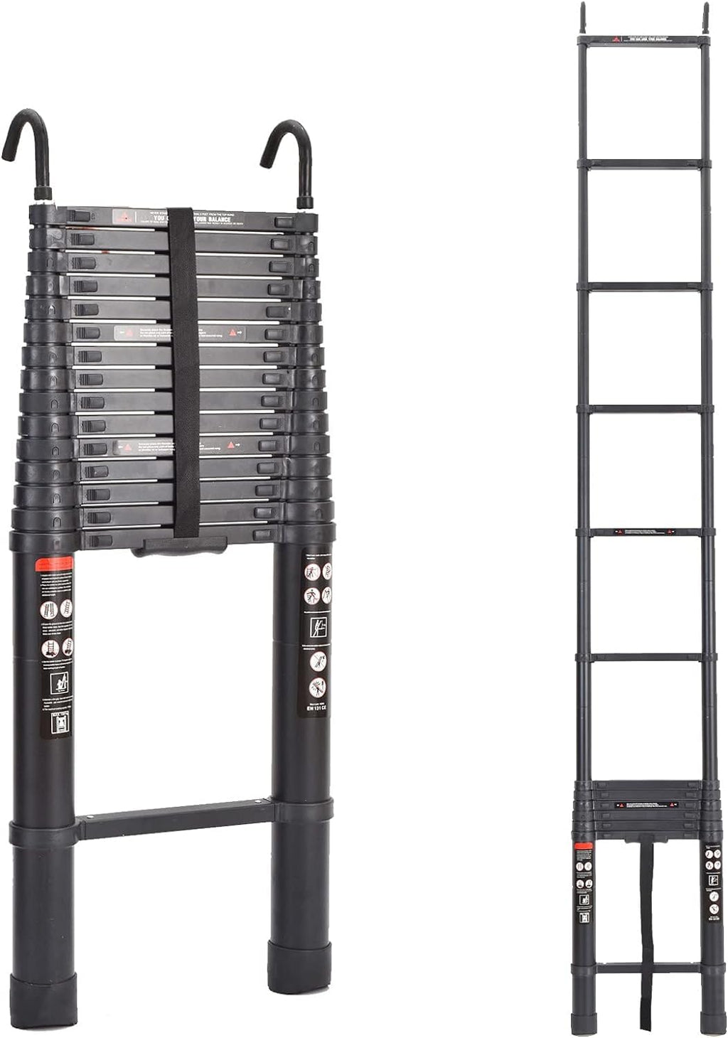 20.3ft Aluminum Telescoping Ladder with Roof Hooks C650197