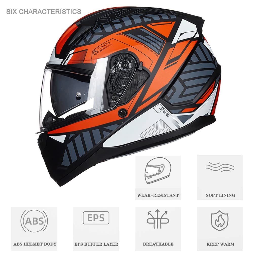 Bluetooth Motorcycle Helmet Anti-Fog Flip Up Full Face DOT Approved K737002