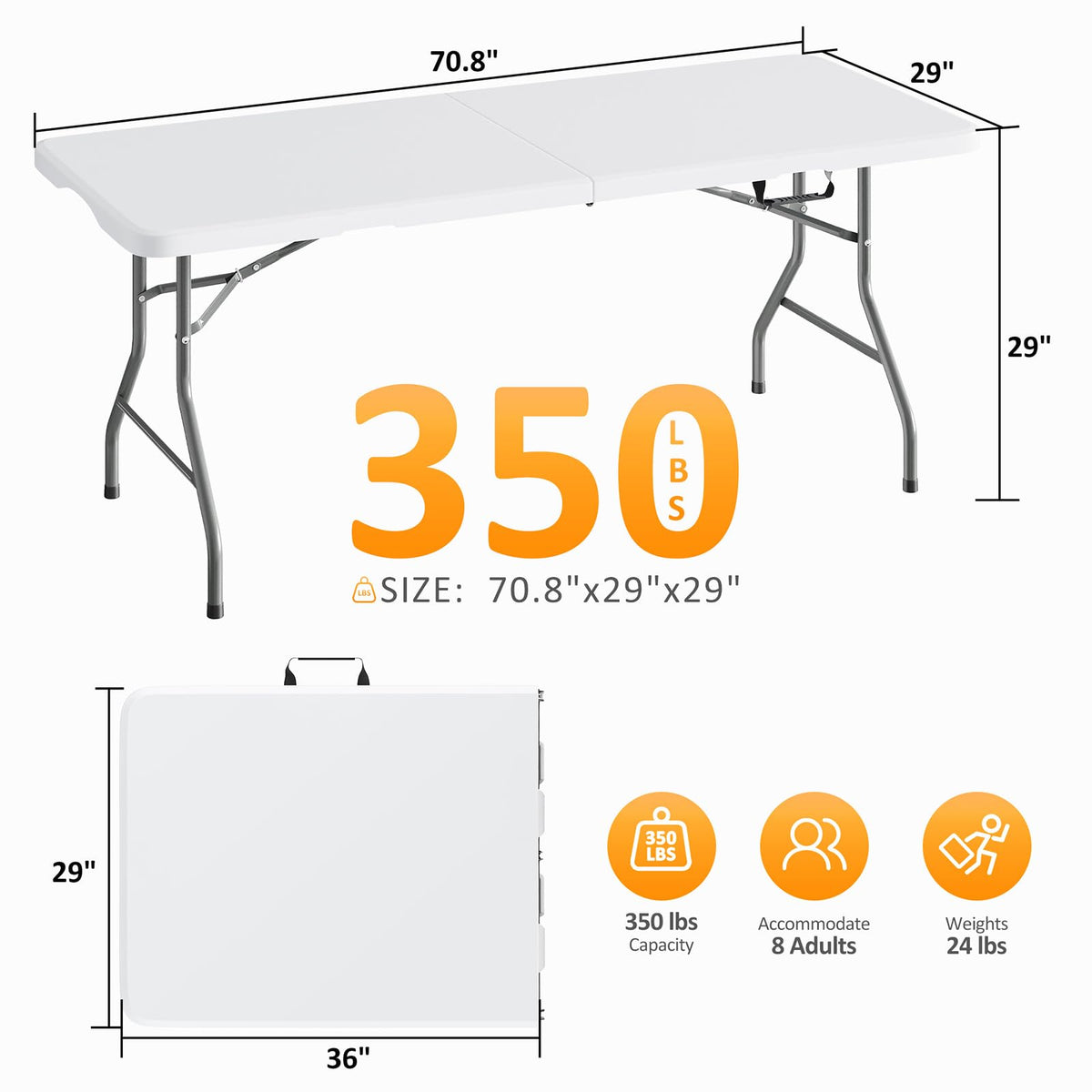 6ft HDPE Plastic Folding Table I8309