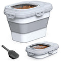 Collapsible Dog Cat Food Storage Container with Scoop Grey F557