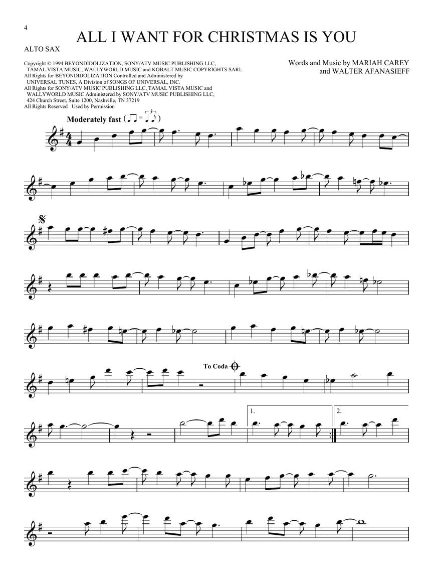 Christmas Songs for Alto Sax Sheet Music Collection D997173