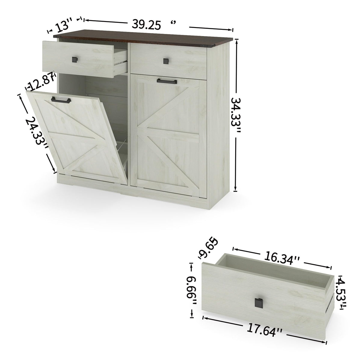 Double Tilt Out Trash Cabinet with Hideaway Drawer O14985