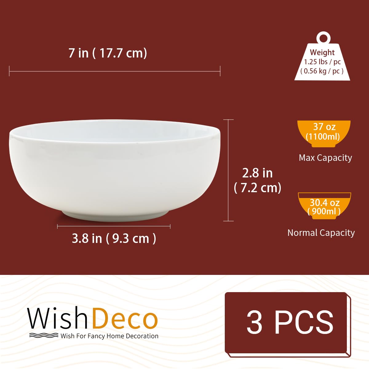 Ceramic Soup Bowls Set of 3 N89328