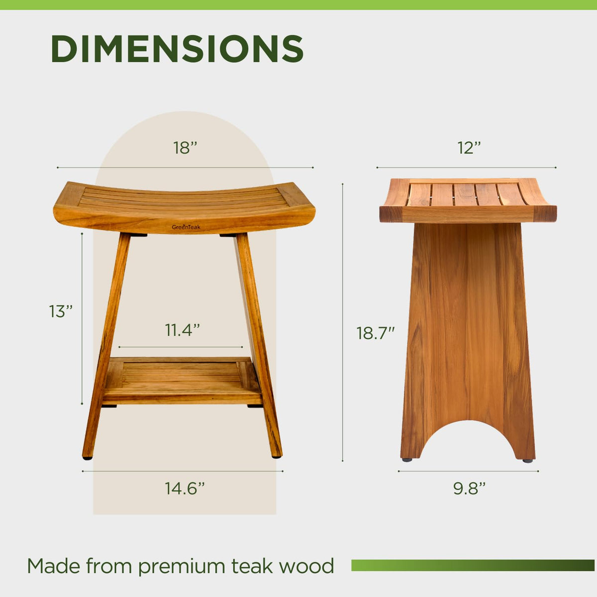 18" Teak 2-Tier Shower Bench B282