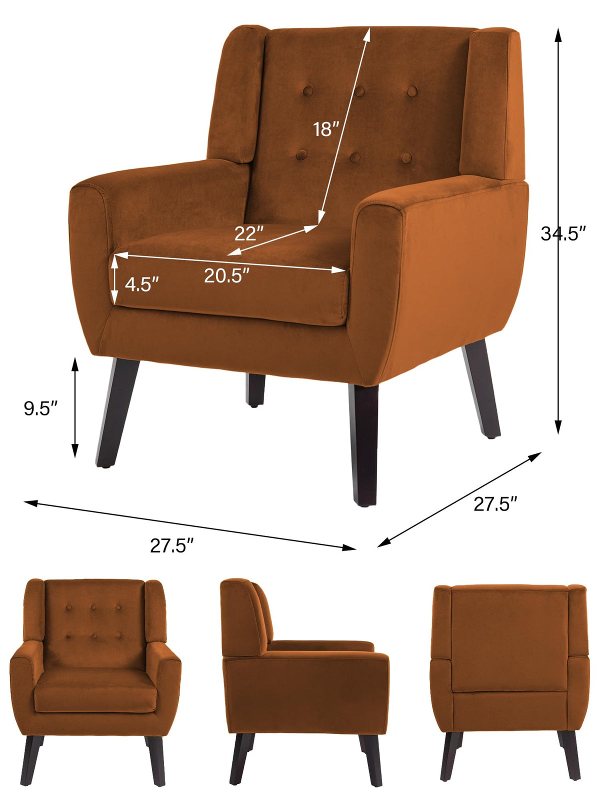 Accent Chairs Set of 2 Terracotta T97710