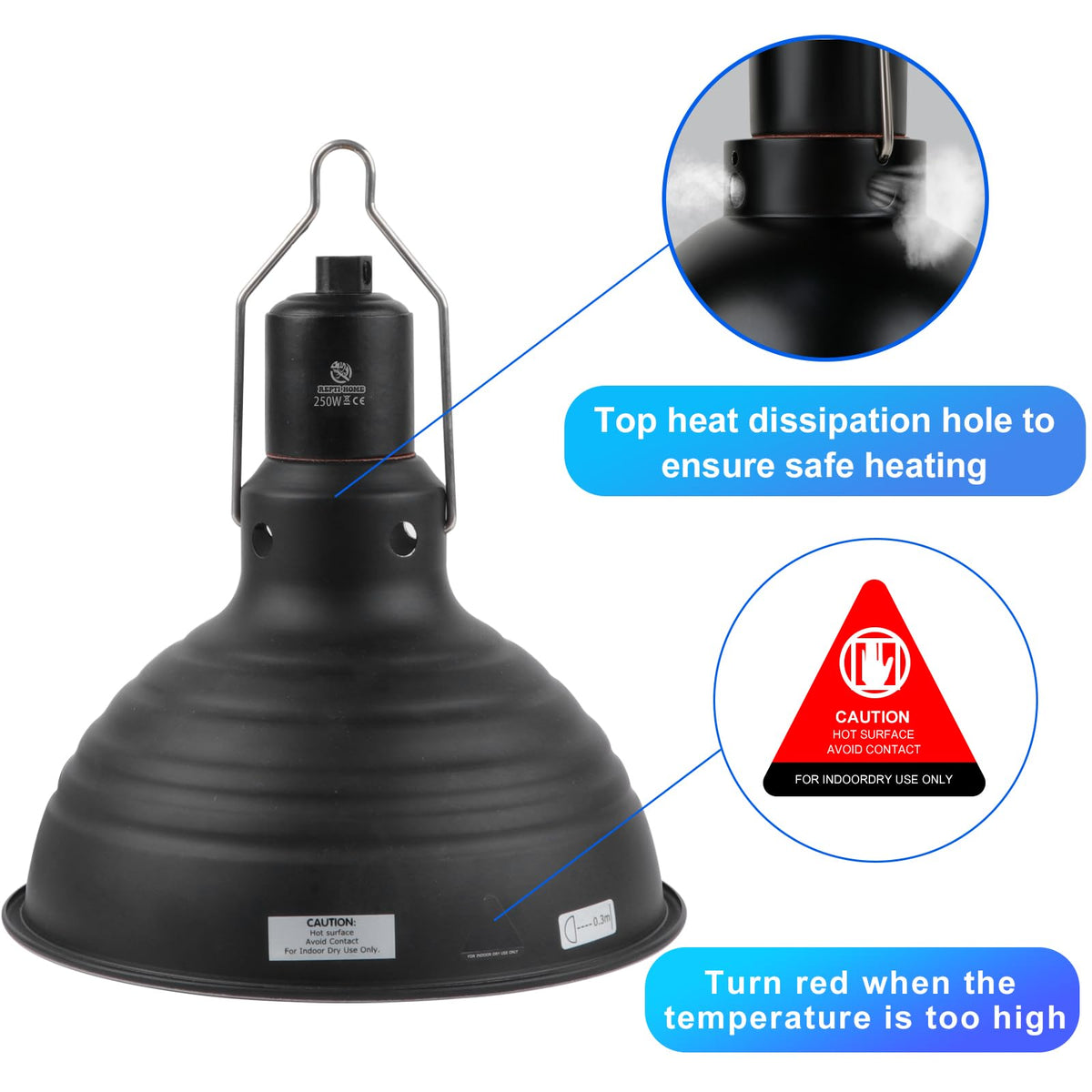 8.5 Inch Reptile Heat Lamp Fixture E26 Base L56712