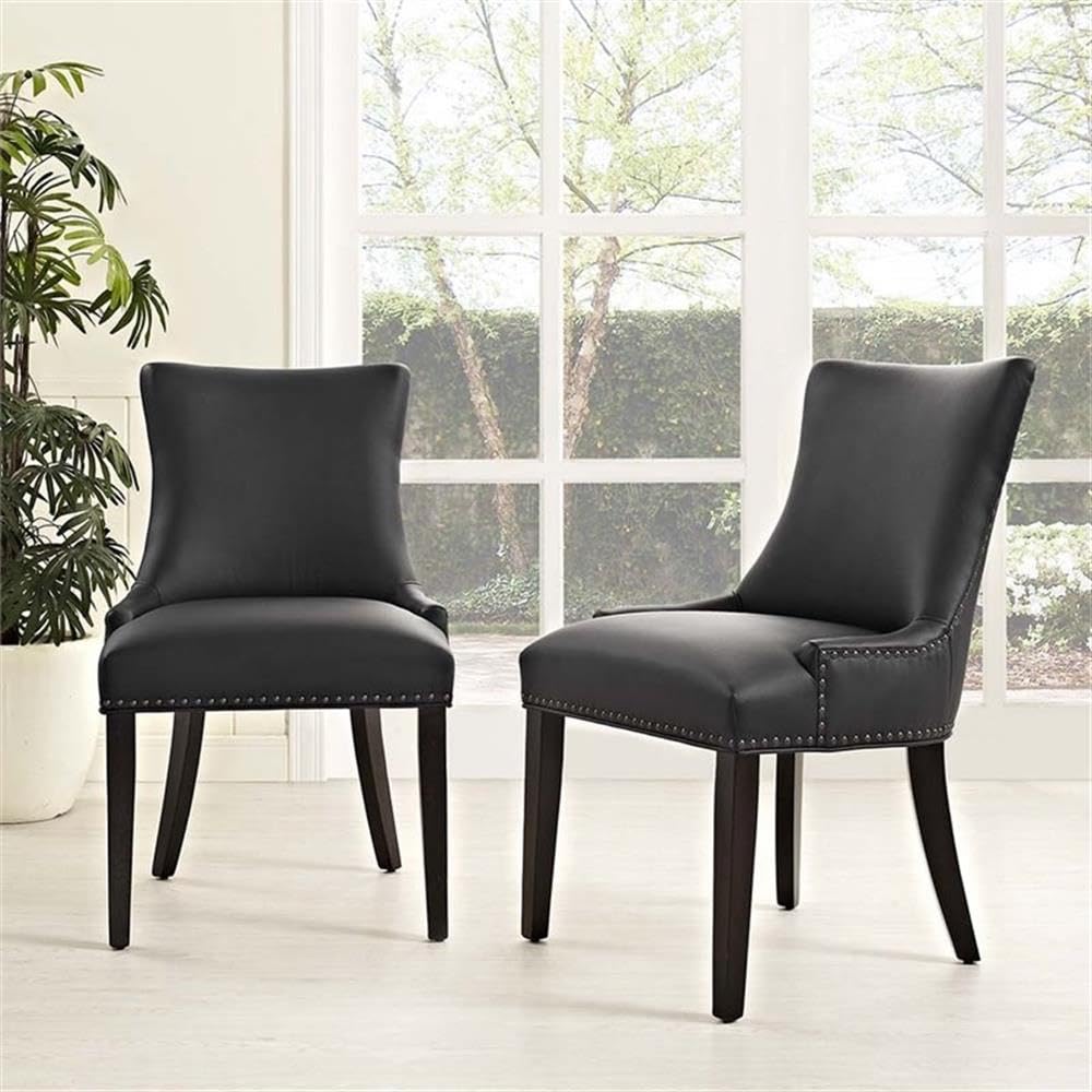 Black Faux Leather Upholstered Dining Chairs H857