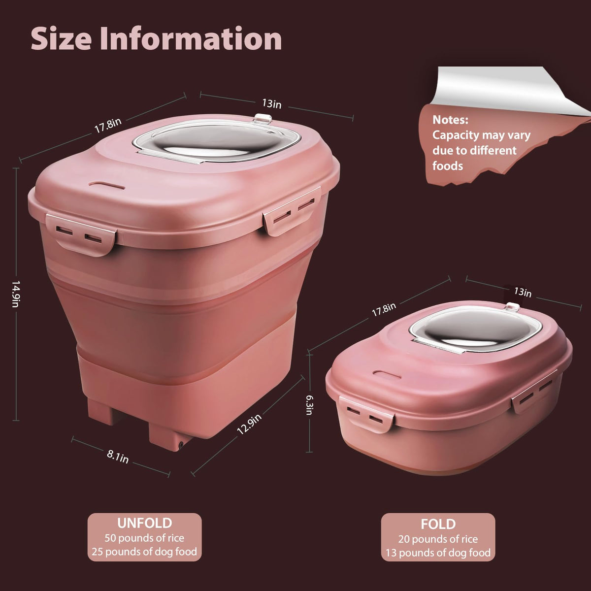 Collapsible Airtight Dry Food Storage Containers with Rolling Wheel N88293