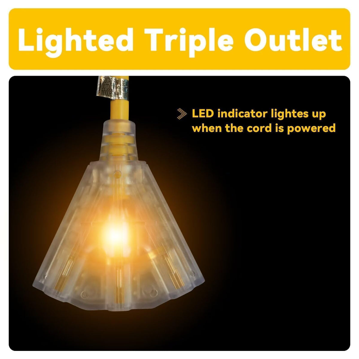 50 Ft Outdoor Extension Cord 3 Outlets Yellow X205