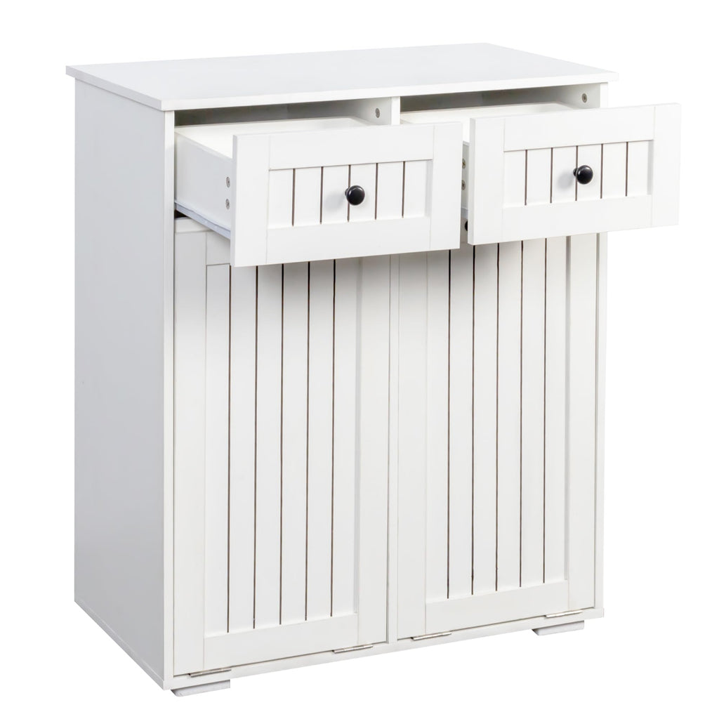 White Tilt Out Trash Cabinet with 2 Drawers A120
