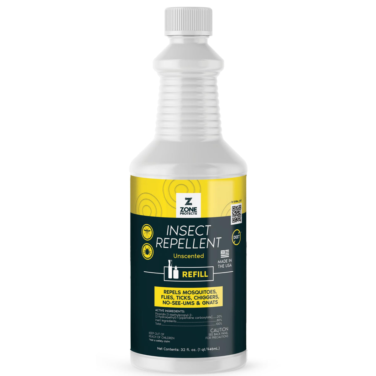 Picaridin Insect Repellent Refill, 32oz, 12-Hour DEET-Free Unscented Spray O773