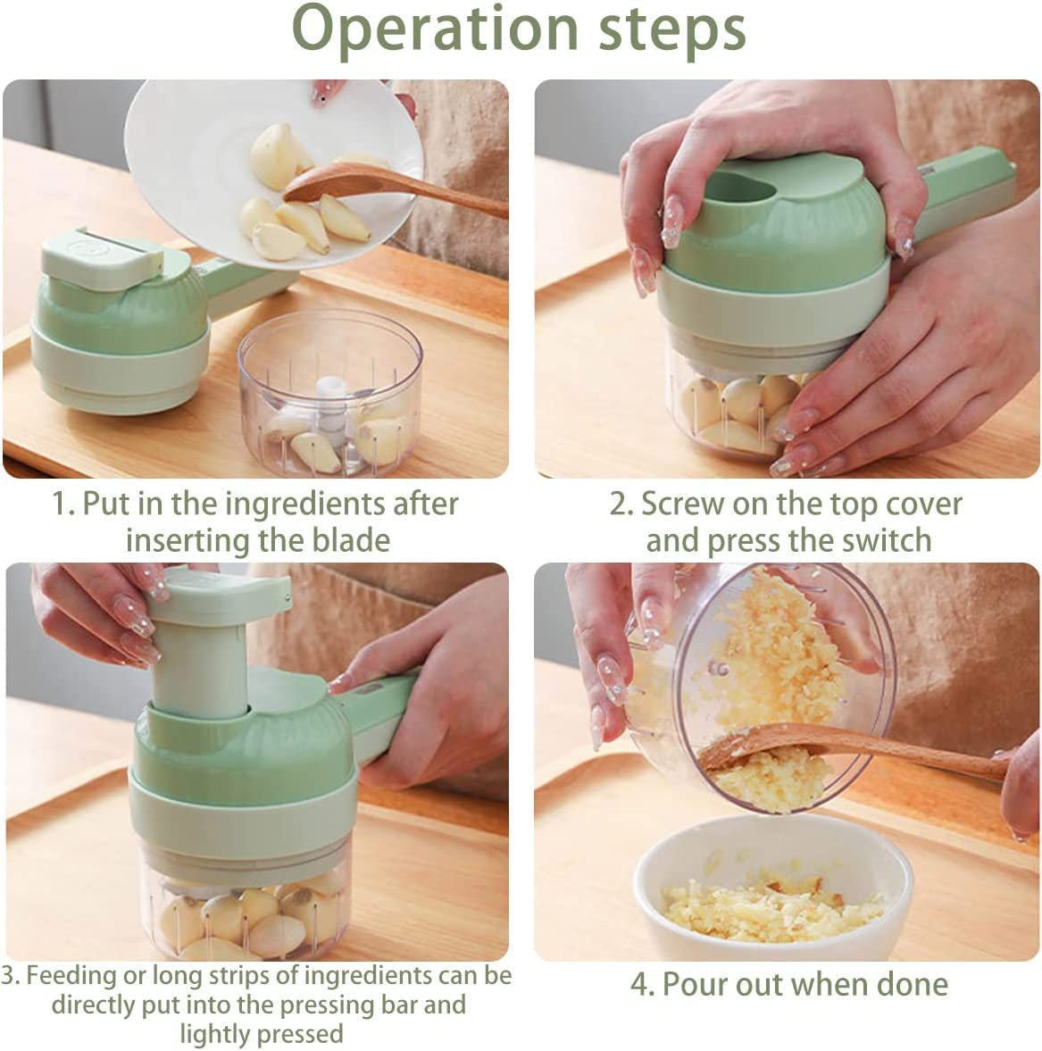4 in 1 Portable Electric Vegetable Cutter Set Q6108