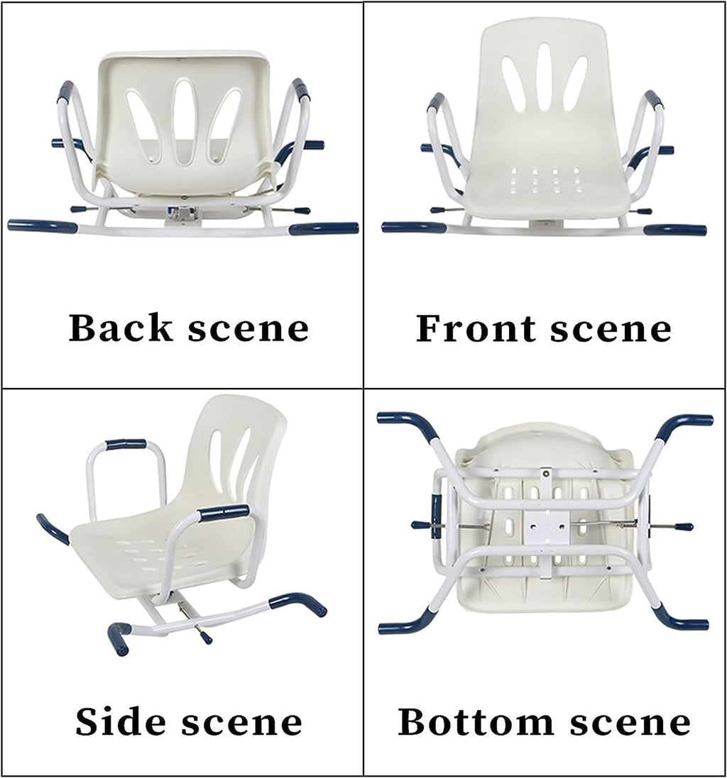Rotating Shower Stool Seat with Arms and Back Support V5535