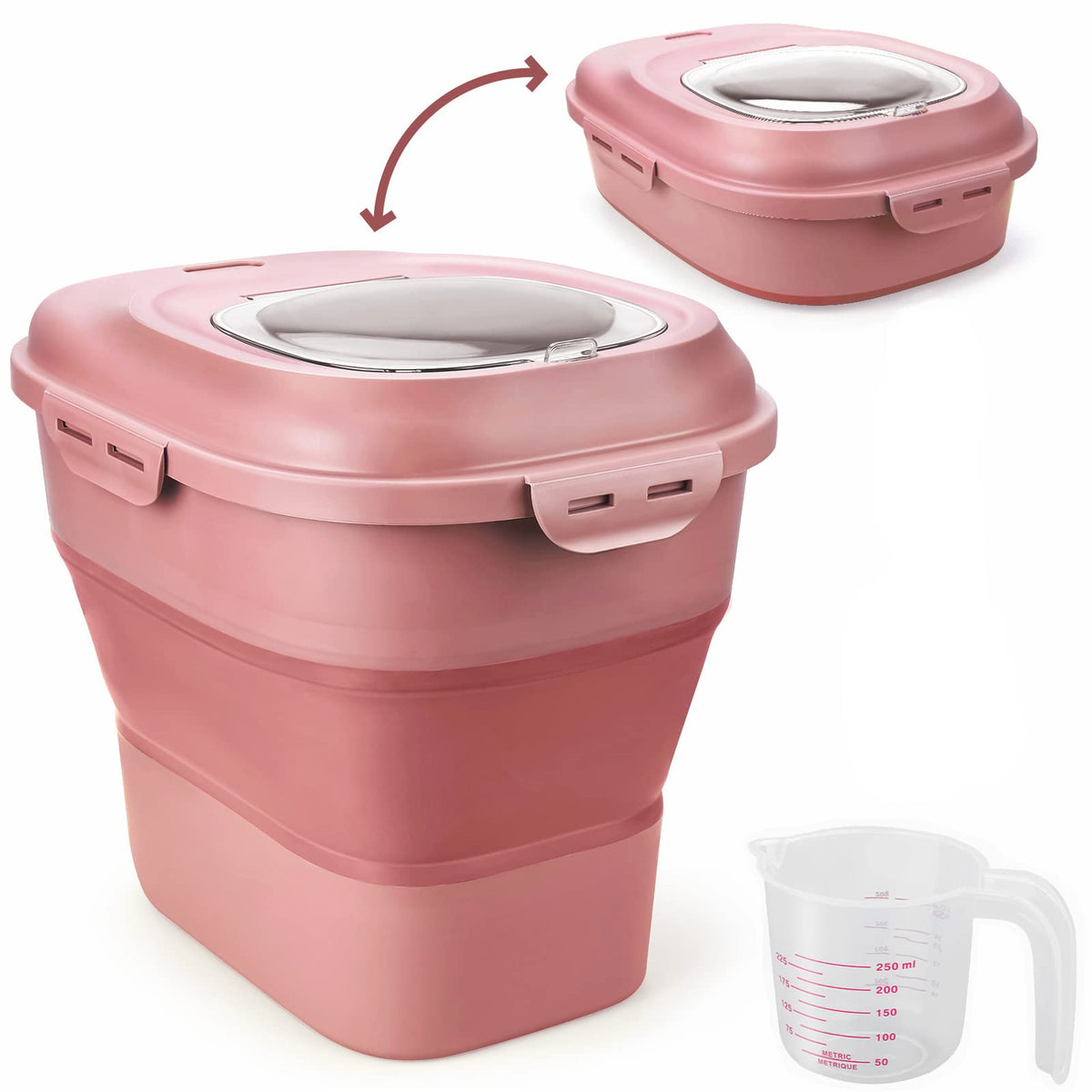 Collapsible Airtight Dry Food Storage Containers with Rolling Wheel N88293