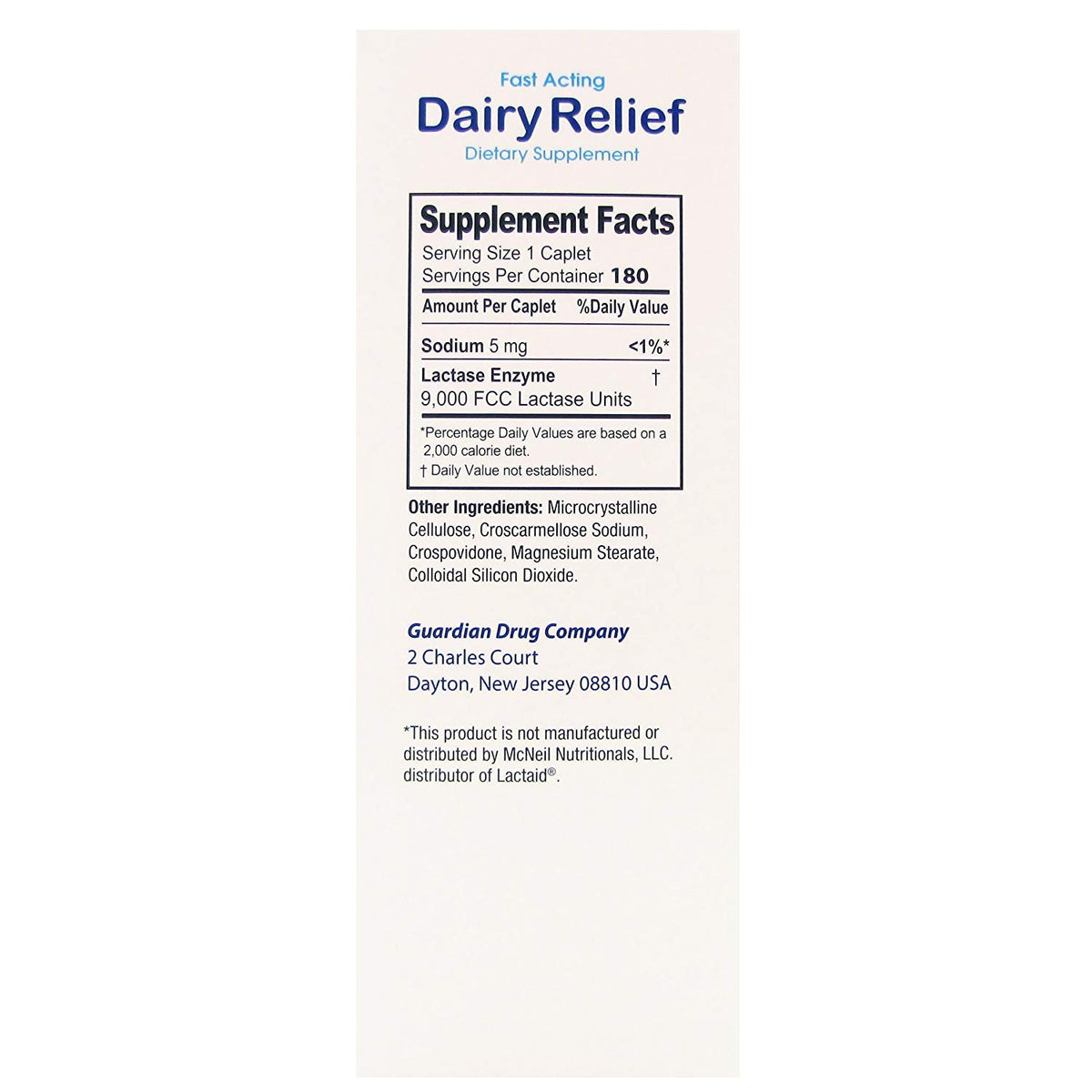 Lactase Enzyme 180 Caplets X815