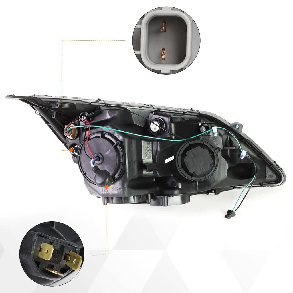 Projector Headlights Assembly with Chrome Housing Amber Corner P5991