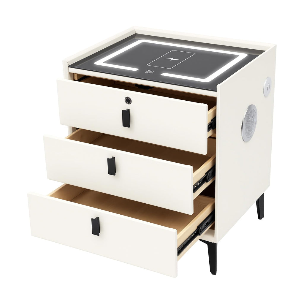 3 Drawer Smart Nightstand with Bluetooth Speaker USB Charging H344