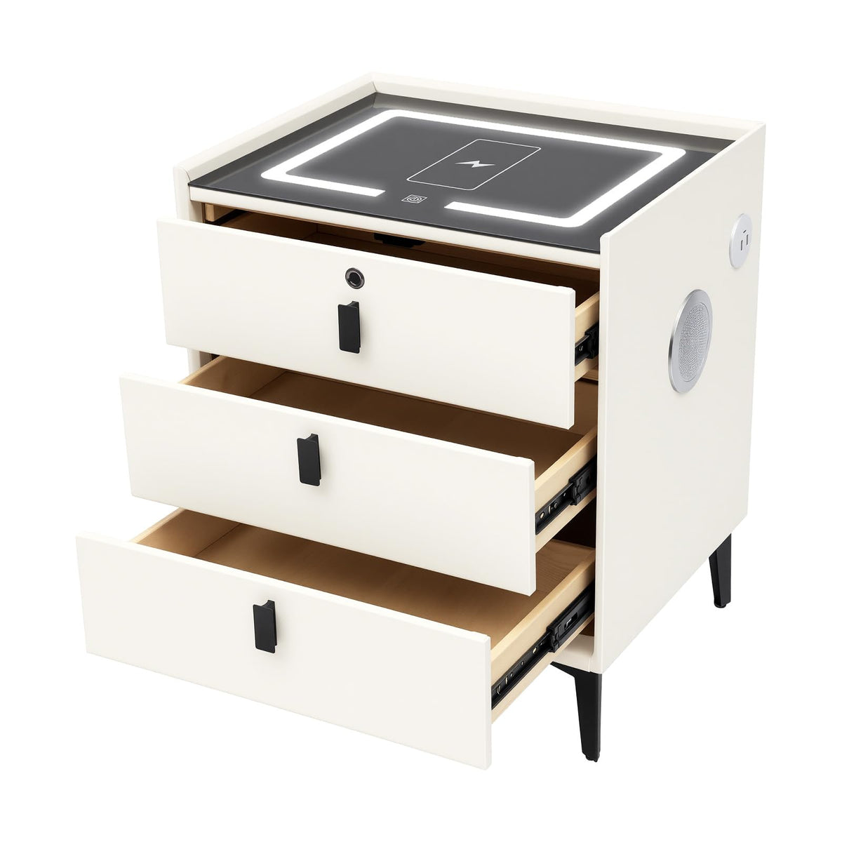 3 Drawer Smart Nightstand with Bluetooth Speaker USB Charging H344