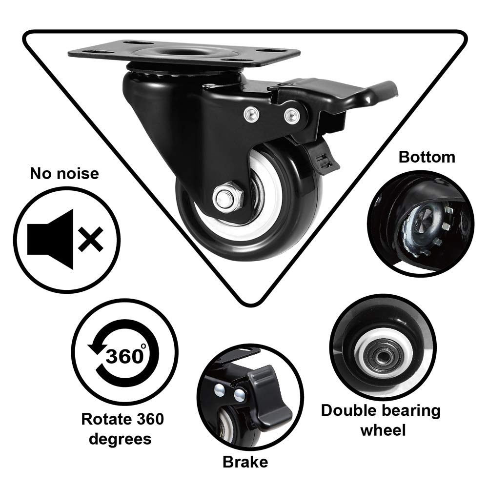 2" Caster Wheels Set of 4 with Brake O526