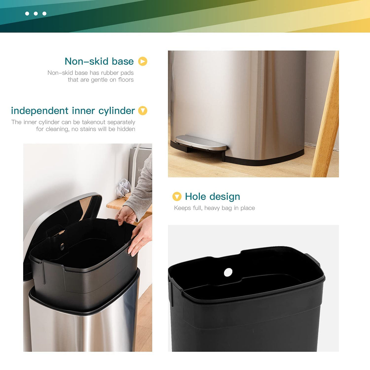 13 Gallon Steel Trash Can with Lid B271806