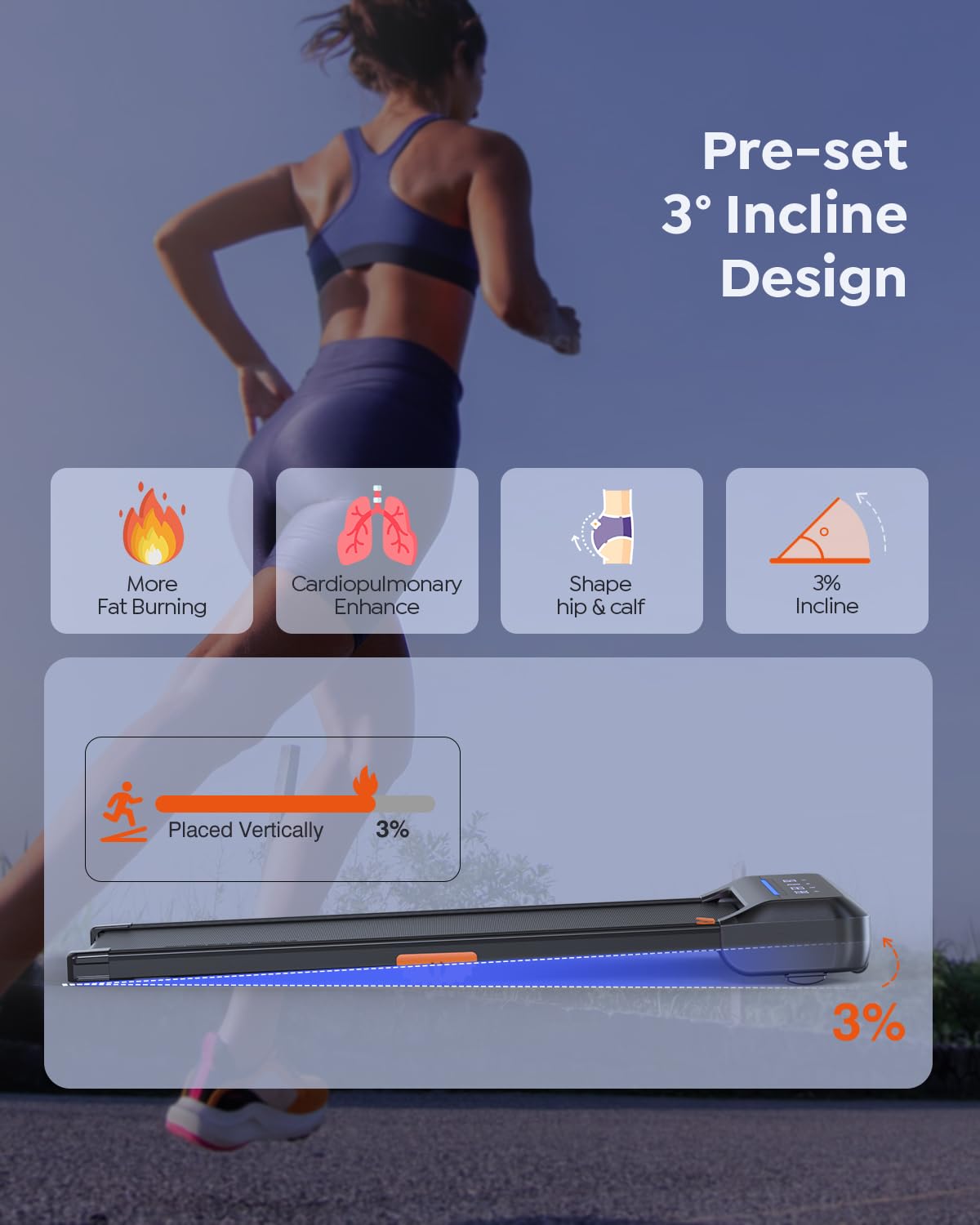 Walking Pad Treadmill with 10% Incline J256