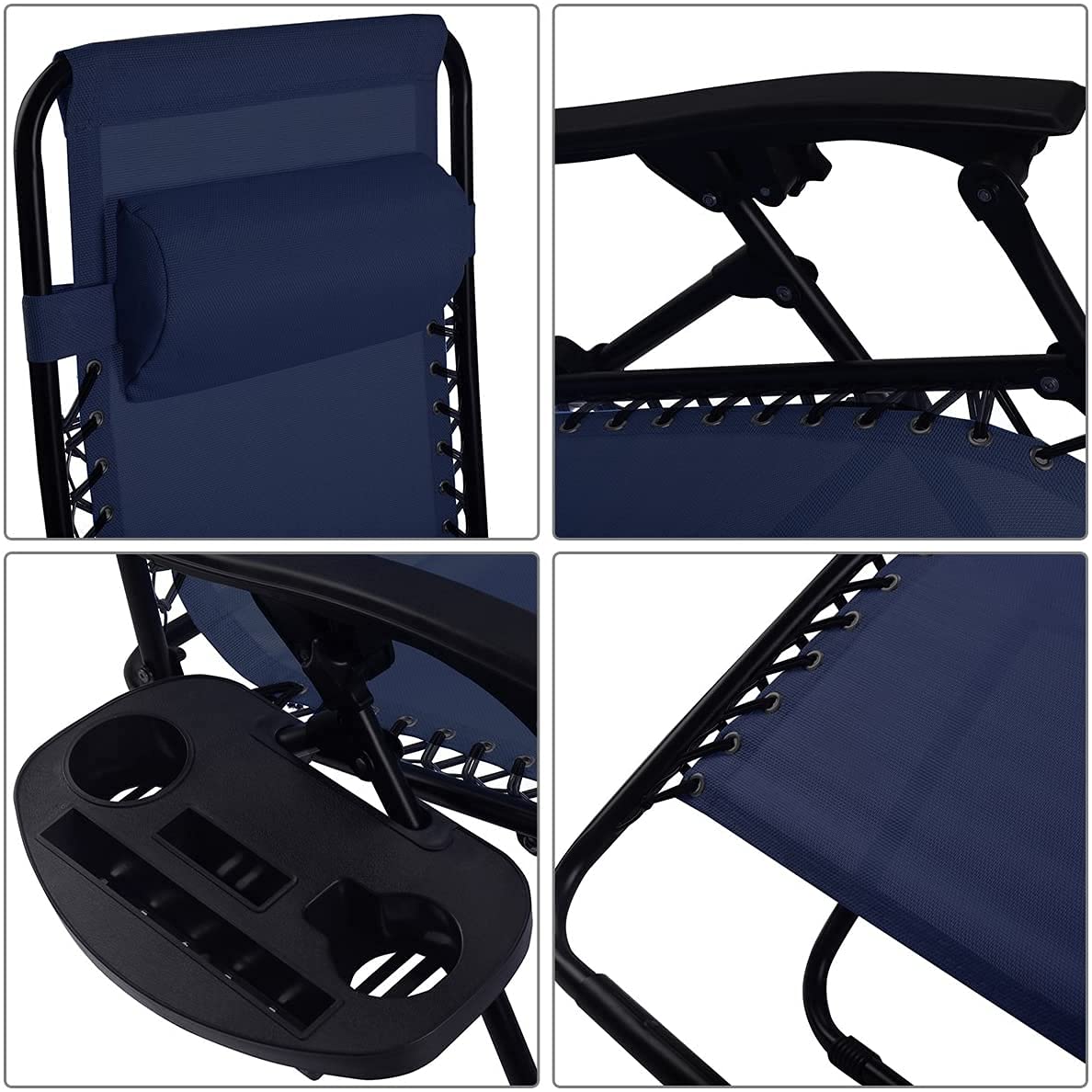 Set of 2 Zero Gravity Folding Lounge Chair with Cup Holder L4022