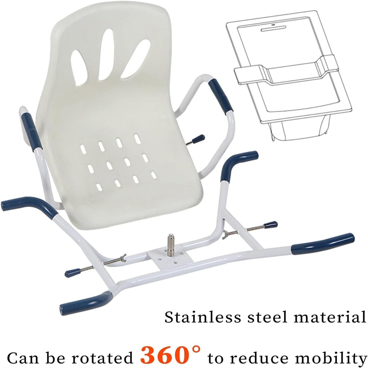 Rotating Shower Stool Seat with Arms and Back Support V5535