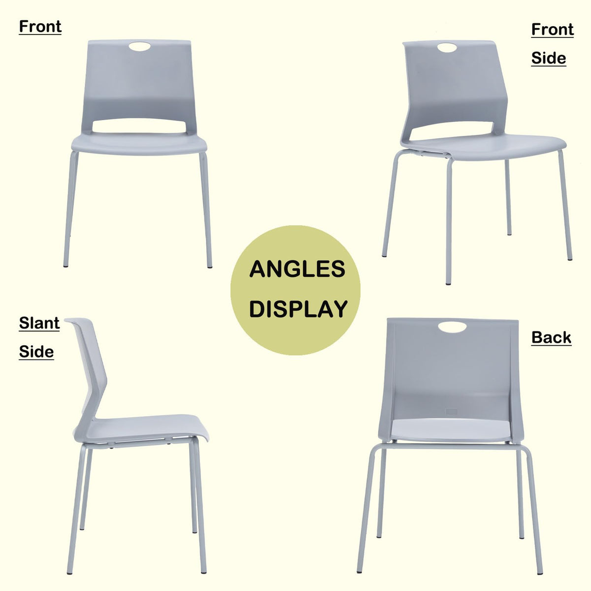 Grey Stacking Guest Chairs Set of 4 H655