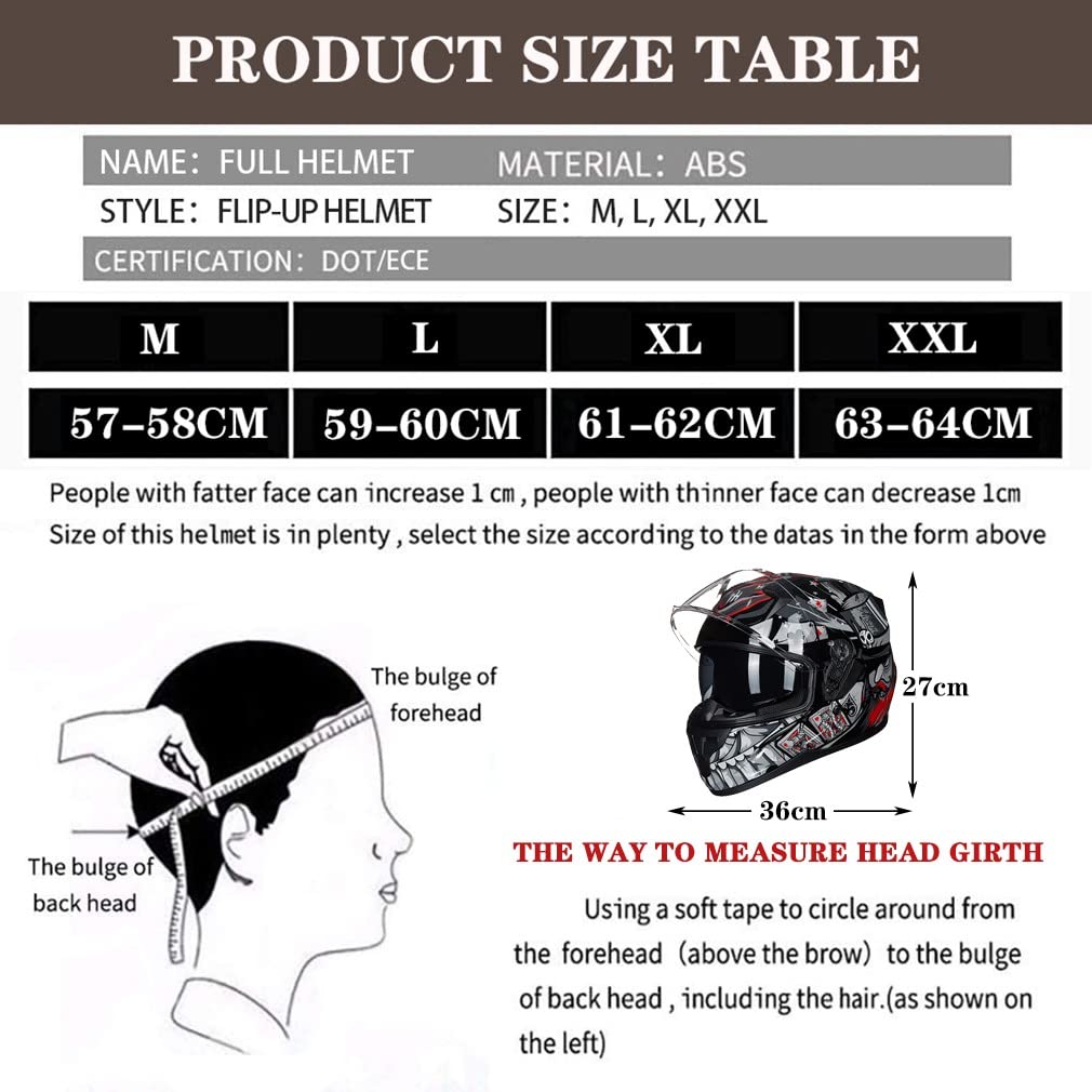 Bluetooth Motorcycle Helmet Anti-Fog Flip Up Full Face DOT Approved K737002
