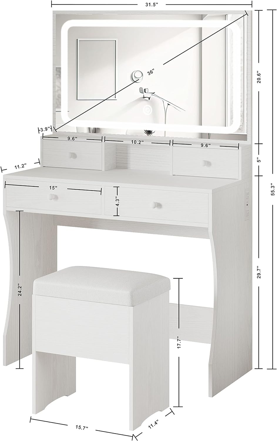 Vanity Desk with Charging Station U34715