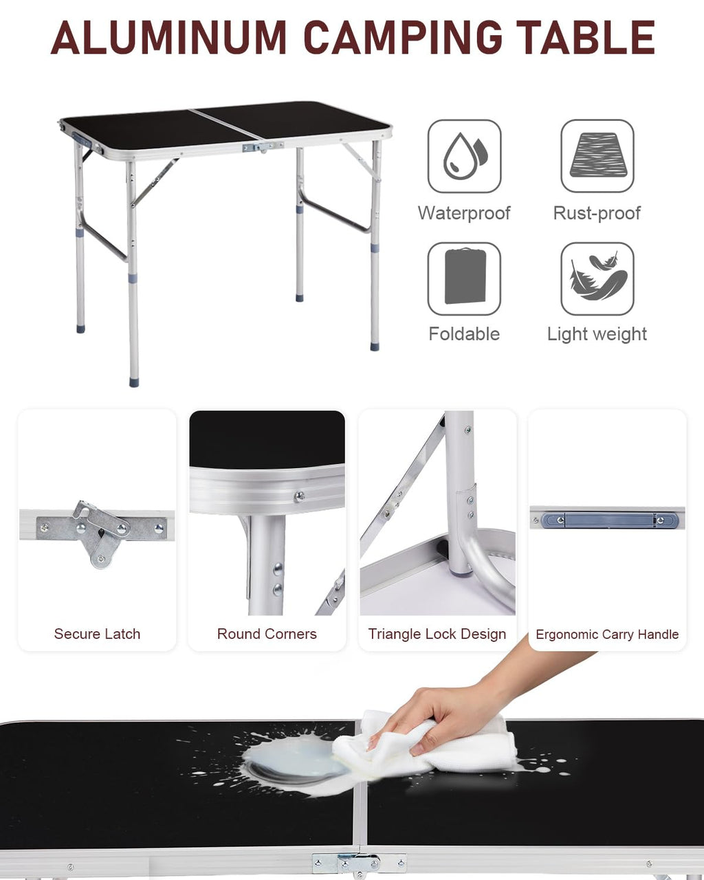 Portable Folding Camping Table Black K826