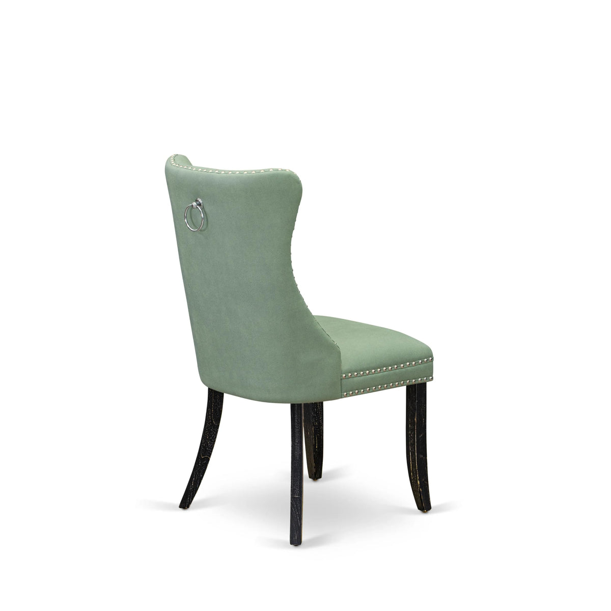 Button Tufted Nailhead Willow Green Polyester Upholstered Dining Chairs, Set of 2 R170843