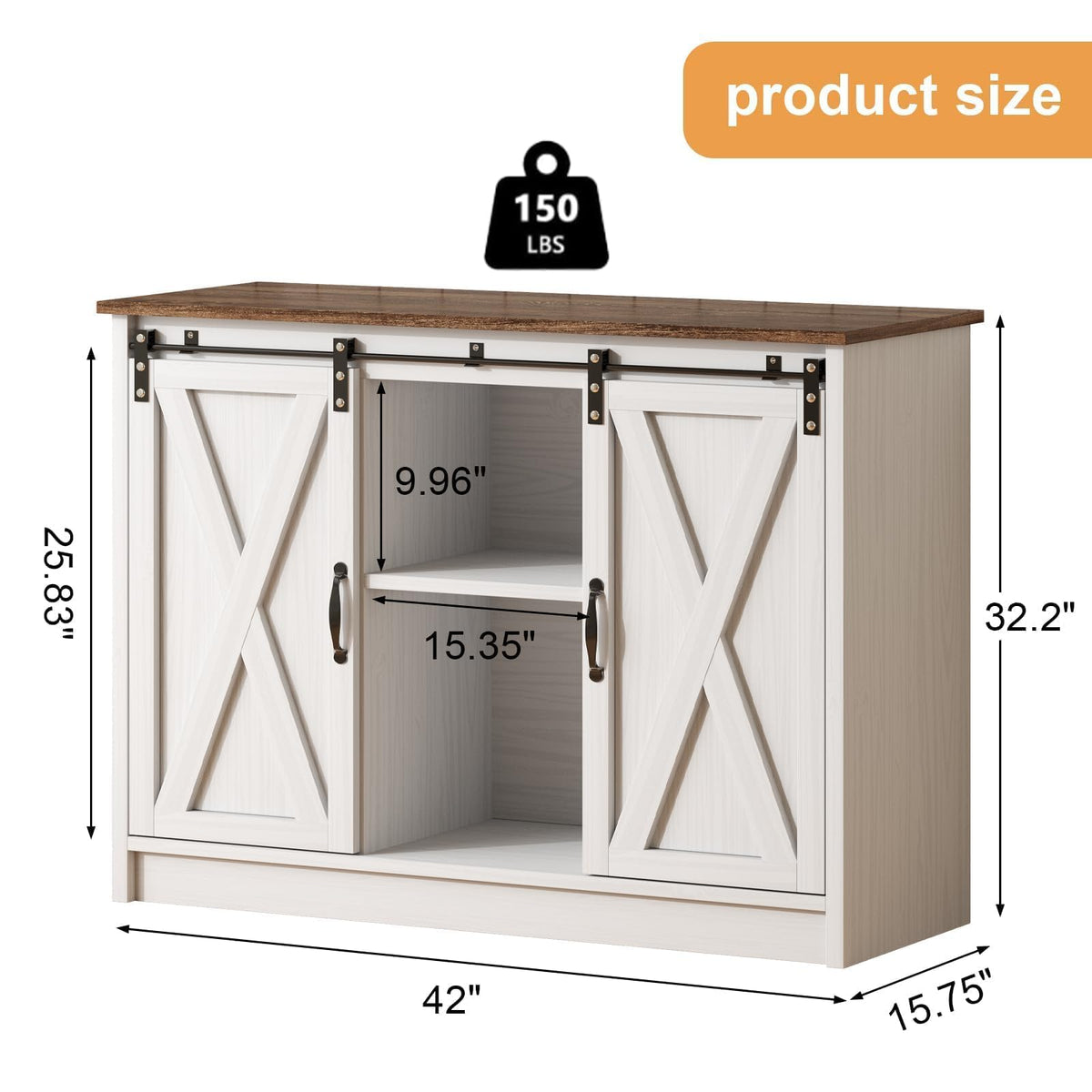 White 42 Inch Coffee Bar Cabinet V798