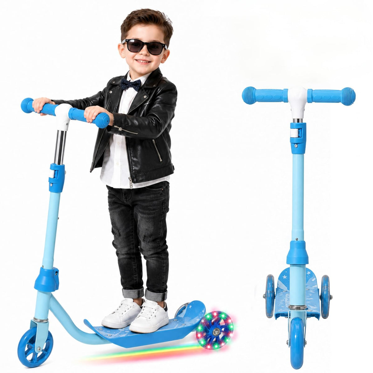 3 Wheel Kids Scooter with LED Light-Up Wheels and Adjustable Handlebar A27442