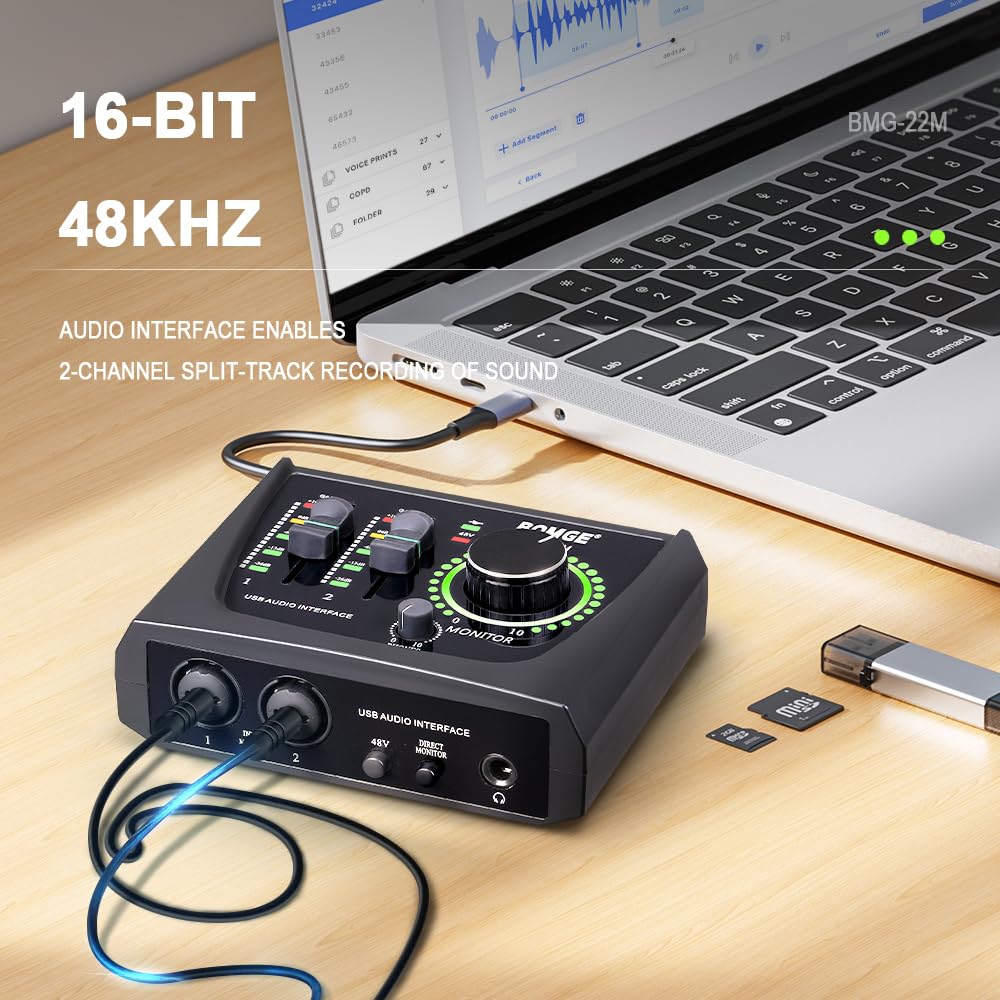 2 Channel USB Audio Interface with XLR 48V Phantom Power J3487