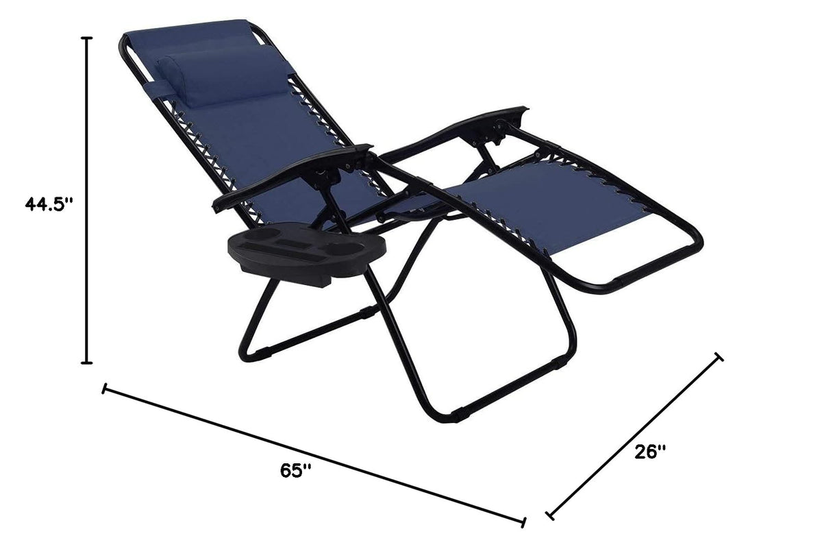 Set of 2 Zero Gravity Folding Lounge Chair with Cup Holder L4022